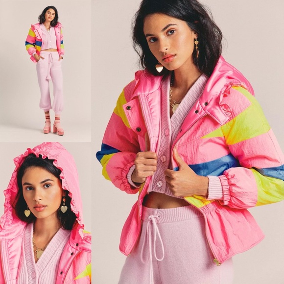 LoveShackFancy Modena Puffer Jacket Enchanted Rainbow Size Small - Picture 14 of 14